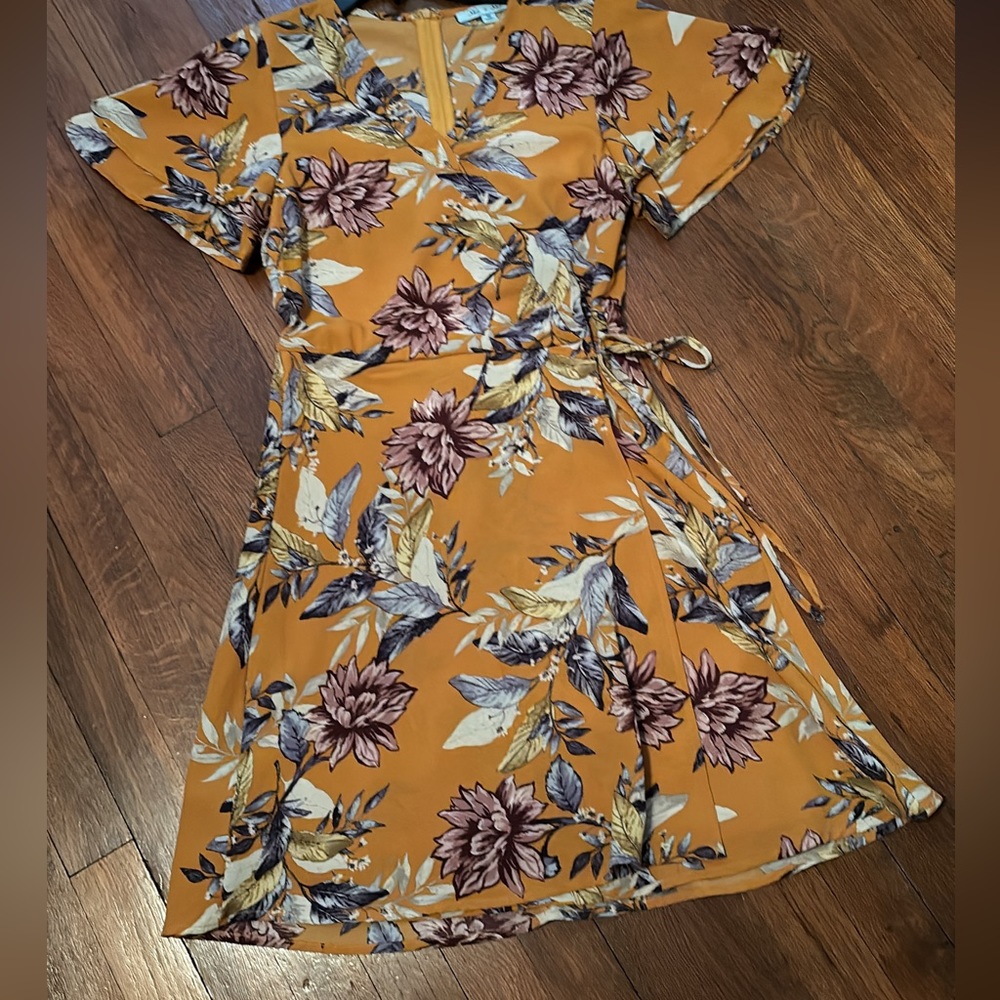 She + Sky NWT Mustard Floral Dress
